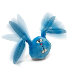 goDog Action Plush Blue Bunny with Chew Guard Technology Animated Squeaker Dog Toy