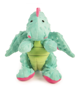 goDog Dragons with Chew Guard Technology Durable Plush Squeaker Dog Toy Seafoam Large