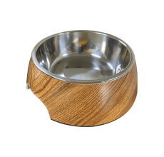 Nutrapet Applique Melamine Round Bowl Dk Wooden Small