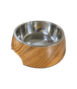 Nutrapet Applique Melamine Round Bowl Dk Wooden Small