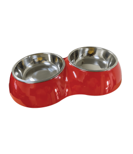 Nutrapet Double Dinner Bowl, Red Small