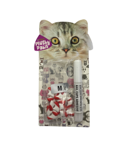 NutraPet Plushy Paws Nail Caps Dual Red | White #50 Small