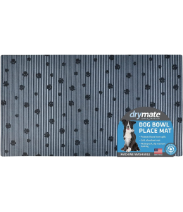 Drymate Dog Bowl Place Mat Paw Stripe Grey Black 16x28 Inches