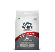 Cats White 10L Activated Carbon Clumping Cat Litter