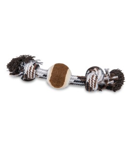 Vadigran Cotton rope 2 knots + tennisball brown 20cm