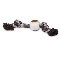 Vadigran Cotton rope 2 knots + tennisball  brown 30cm
