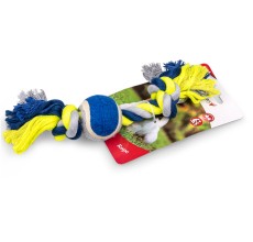 Vadigran Cotton rope 2 knots + tennisball blue-yellow 20cm