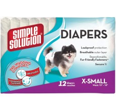 Simple Solution New True Fit Disposable Female Dog Diapers with Wetness Indicator XS,Toy 12 Pack