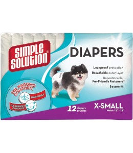 Simple Solution New True Fit Disposable Female Dog Diapers with Wetness Indicator XS,Toy 12 Pack