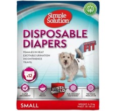 Simple Solution Disposable Female Dog Diapers, Small, Pack of 12