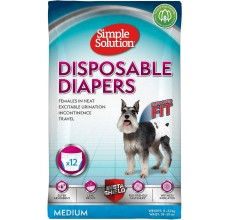 Simple Solution Disposable Female Dog Diapers, Medium Pack of 12