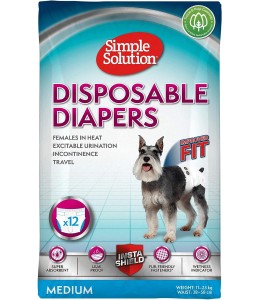 Simple Solution Disposable Female Dog Diapers, Medium Pack of 12