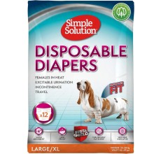 Simple Solution Disposable Female Dog Diapers,Large Pack of 12
