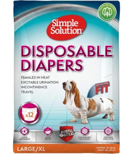 Simple Solution Disposable Female Dog Diapers,Large Pack of 12