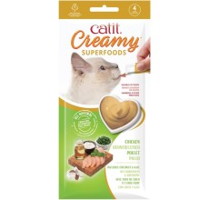 Catit Creamy Superfood Treats, Chicken Recipe with Coconut & Kale, 12pk