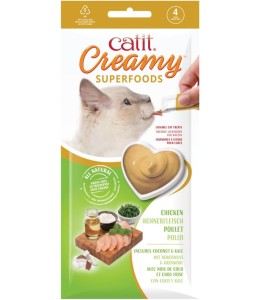 Catit Creamy Superfood Treats, Chicken Recipe with Coconut & Kale, 12pk