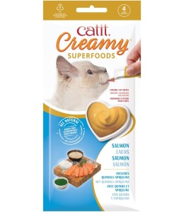 Catit Creamy Superfood Treats, Salmon Recipe with Quinoa & Spirulina, 12pk