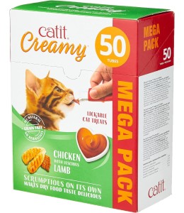 Catit Creamy Treats Mega Pack Chicken with Lamb, 50 tubes/box