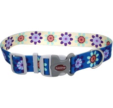 Coastal 1in Sublime Dog Collar Flower Purple and Yellow Medium