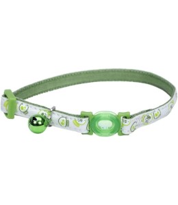 Coastal 3/8 SSafe Cat  Glow in the Dark Adj.Collar Glowing Lime Skulls