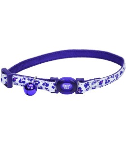 Coastal 3/8 Safe Cat  Glow in the Dark Adj.Collar Glowing Purple Leopard