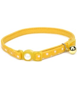 Coastal 3/8" Safe Cat Fashion Collar with Polka Dot Overlay Yellow