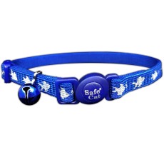 Coastal 3/8" Safe Cat Reflective Snag Proof. Nylon Adj.Break Away Collar Fish Blue