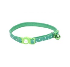 Coastal 3/8" Safe Cat Fashion Collar with Polka Dot Overlay Green