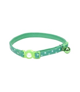 Coastal 3/8" Safe Cat Fashion Collar with Polka Dot Overlay Green