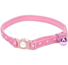 Coastal 3/8in Safe Cat Fashion Collar with Polka Dot Overlay Pink