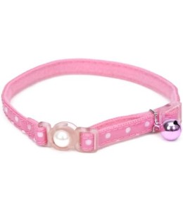 Coastal 3/8in Safe Cat Fashion Collar with Polka Dot Overlay Pink