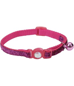 Coastal 3/8in Safe Cat Jewel Buckle Glitter Overlay Collar Pink