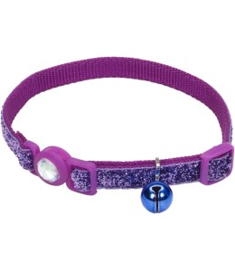 Coastal SafeCat Jewel Buckle Glitter Overlay Collar Purple