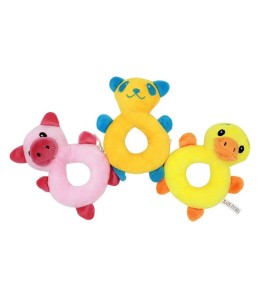Plush Pet Squeakz Piggy/Racoon/Ducky Dog Toy - 1pc