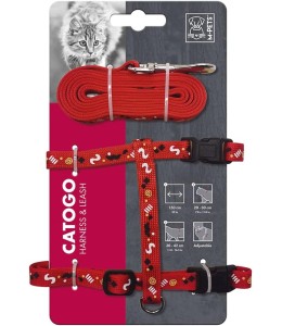 M-Pets Catogo Cat Harness & Leash Set Red