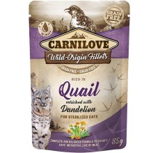 Carnilove Quail enriched with Dandelion for Sterilized Cats Wet Food Pouches - 85g