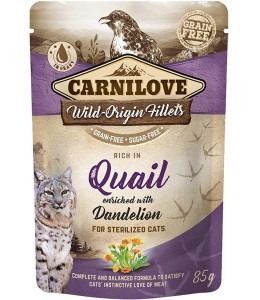 Carnilove Quail enriched with Dandelion for Sterilized Cats Wet Food Pouches - 85g