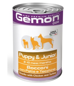 Gemon Dog Wet Food - Chunks Puppy and Junior with Chicken and Turkey 415gm