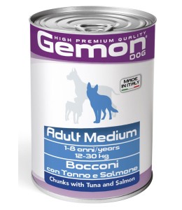 Gemon Dog Wet Food - Chunks Adult Medium with Tuna and Salmon 415gm