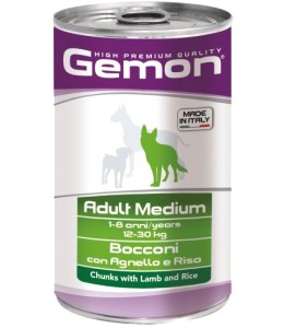 Gemon Dog Wet Food - Chunks Adult Medium with Lamb and Rice 1250gm