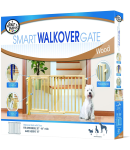 Four Paws Safety Gates Vertical Wood Gate with Door (Walk Over) 30-44 and x 1