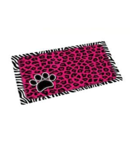 Drymate Pink Leopard Zebra Border Pet Bowl Place Mat 12x 20Inches