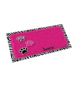 Drymate Pink with 3 Paws Zebra Border Pet Bowl Place Mat 12 x 20 Inches