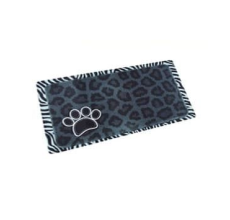Drymate Black Leopard Zebra Border Pet Bowl Place Mat 12 x 20 inches