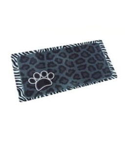 Drymate Black Leopard Zebra Border Pet Bowl Place Mat 12 x 20 inches