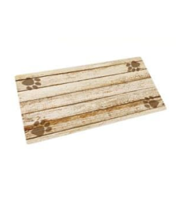 Drymate Tan Distressed Wood Paws Pet Bowl Place Mat 12 x 20 Inches