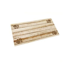 Drymate Tan Distressed Wood Paws Dog Bowl Place Mat 16 x 28 Inches