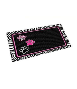 Drymate Black with 3 Paws Zebra Border Pet Bowl Place Mat 12 x 20 inches