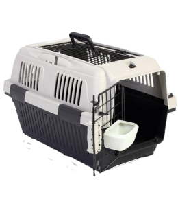 Nutrapet Dog Cat Carrier Open Grill Top Dark Grey Box L50CmsX W33Cms X H29 Cms