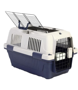 Nutrapet Dog Cat Carrier Open Grill Top Dark Blue Box L57Cms X W37Cms X H35 Cms